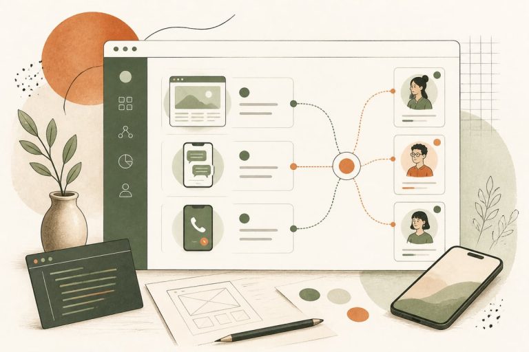 Small-business owner reviewing incoming leads as an AI system automatically sorts and assigns them by urgency and service type